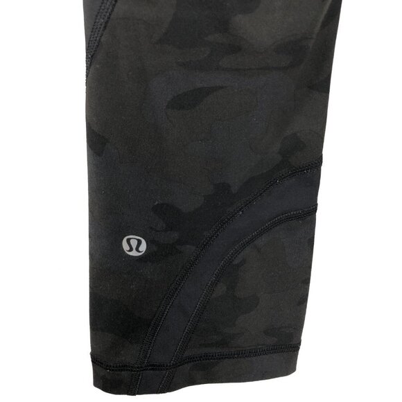 Lululemon Inspire Crop Leggings Savasana Camo 20cm Black Women's Size 6 Flawed - Picture 6 of 8